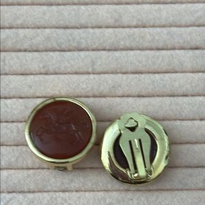 Vintage Gold and Brown Clip-On Earrings